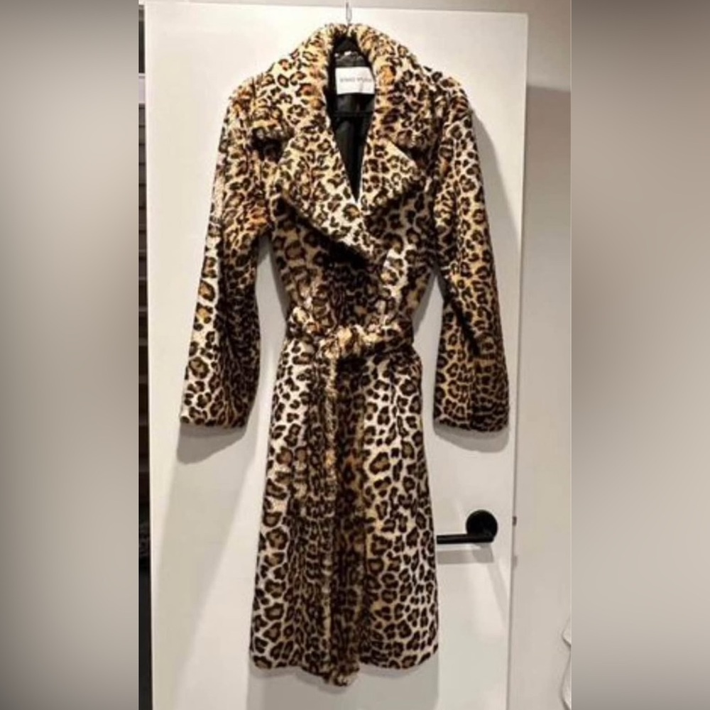 STAND STUDIO Leopard Faux Fur Coat Size 40